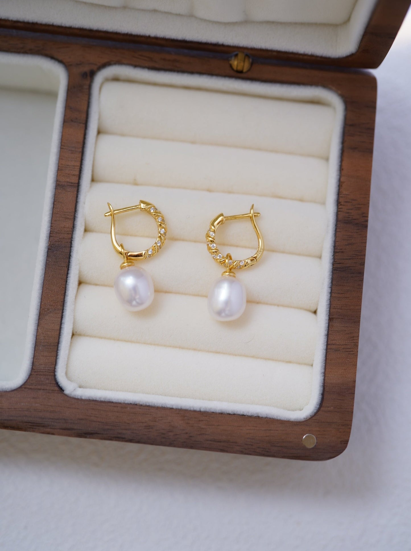 'Zircon Drop' Freshwater Pearl Earrings