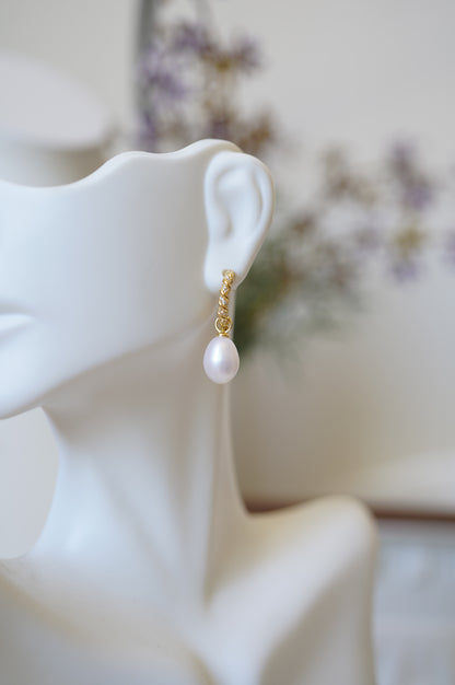 'Zircon Drop' Freshwater Pearl Earrings