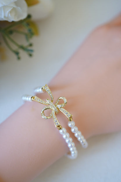 'Double Bow' Freshwater Pearls Bracelet