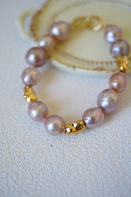 'Unique Purple' Freshwater Baroque Pearls Bracelet