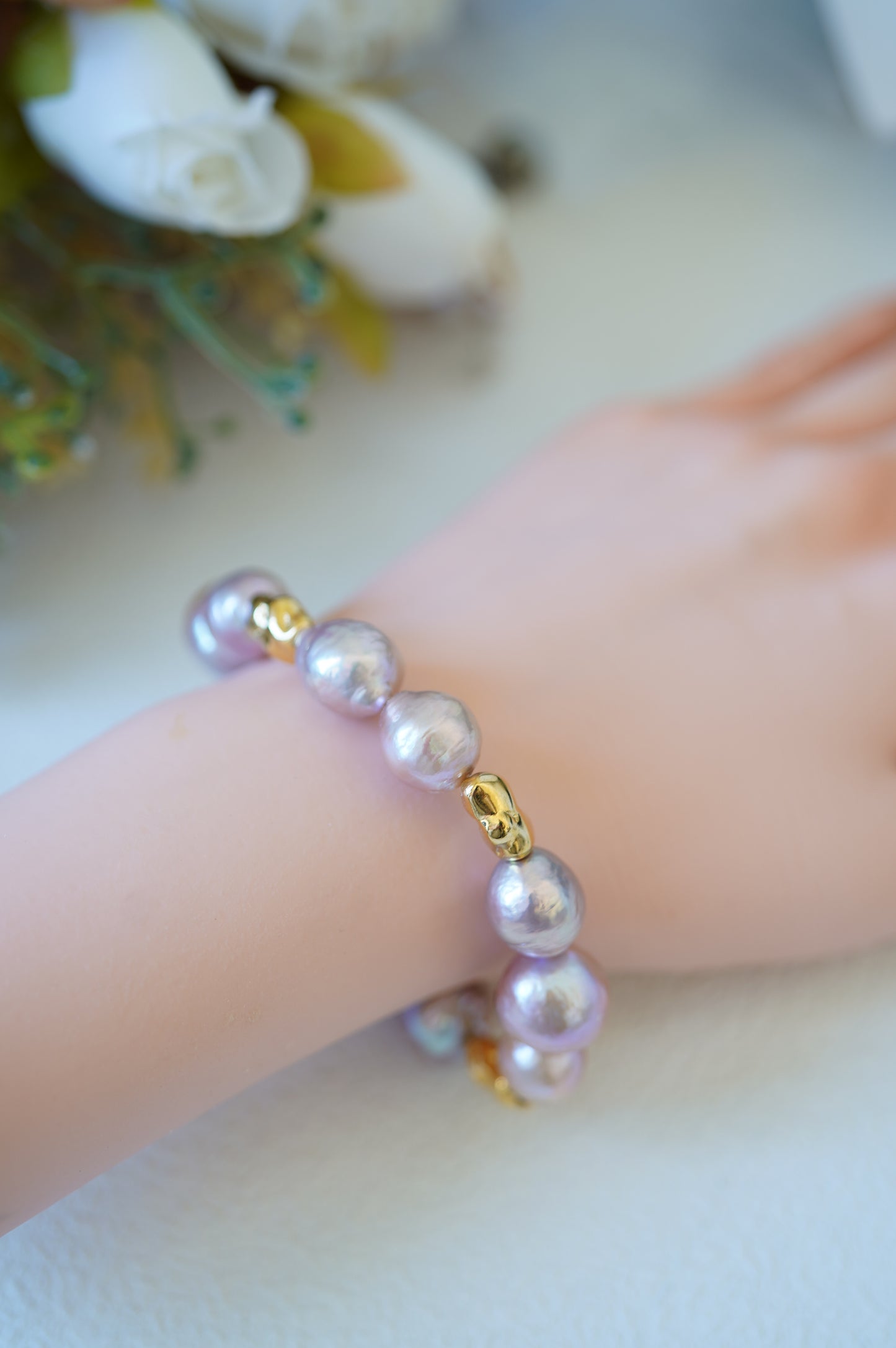 'Unique Purple' Freshwater Baroque Pearls Bracelet