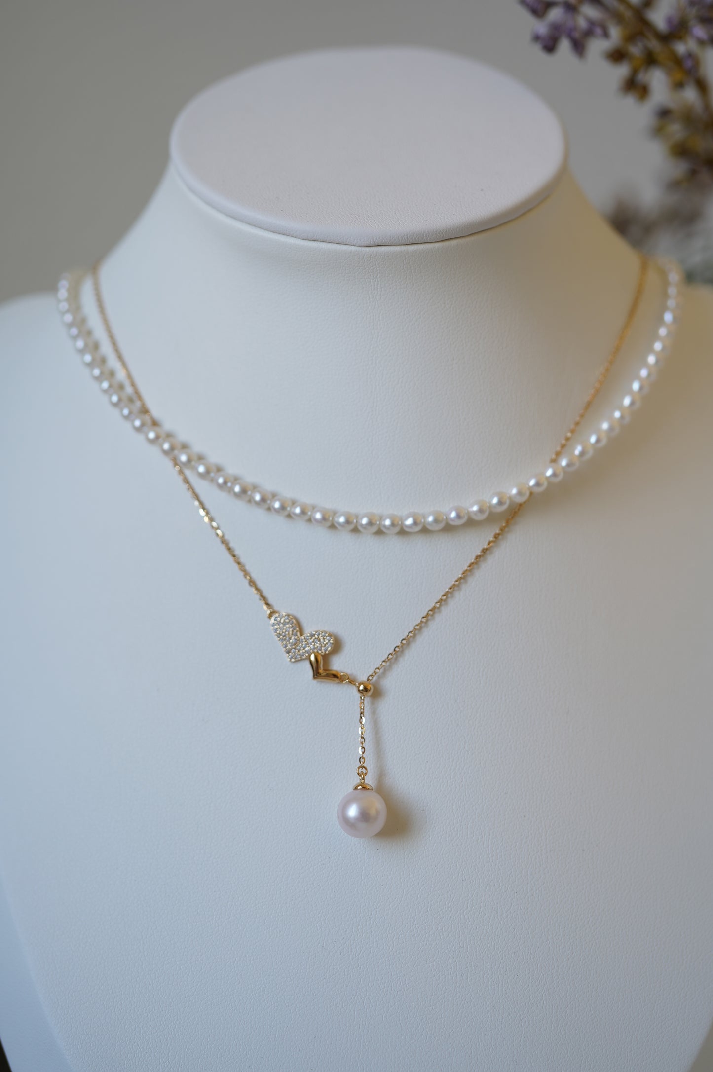 'Adjustable Hearts' Freshwater Pearl Necklace