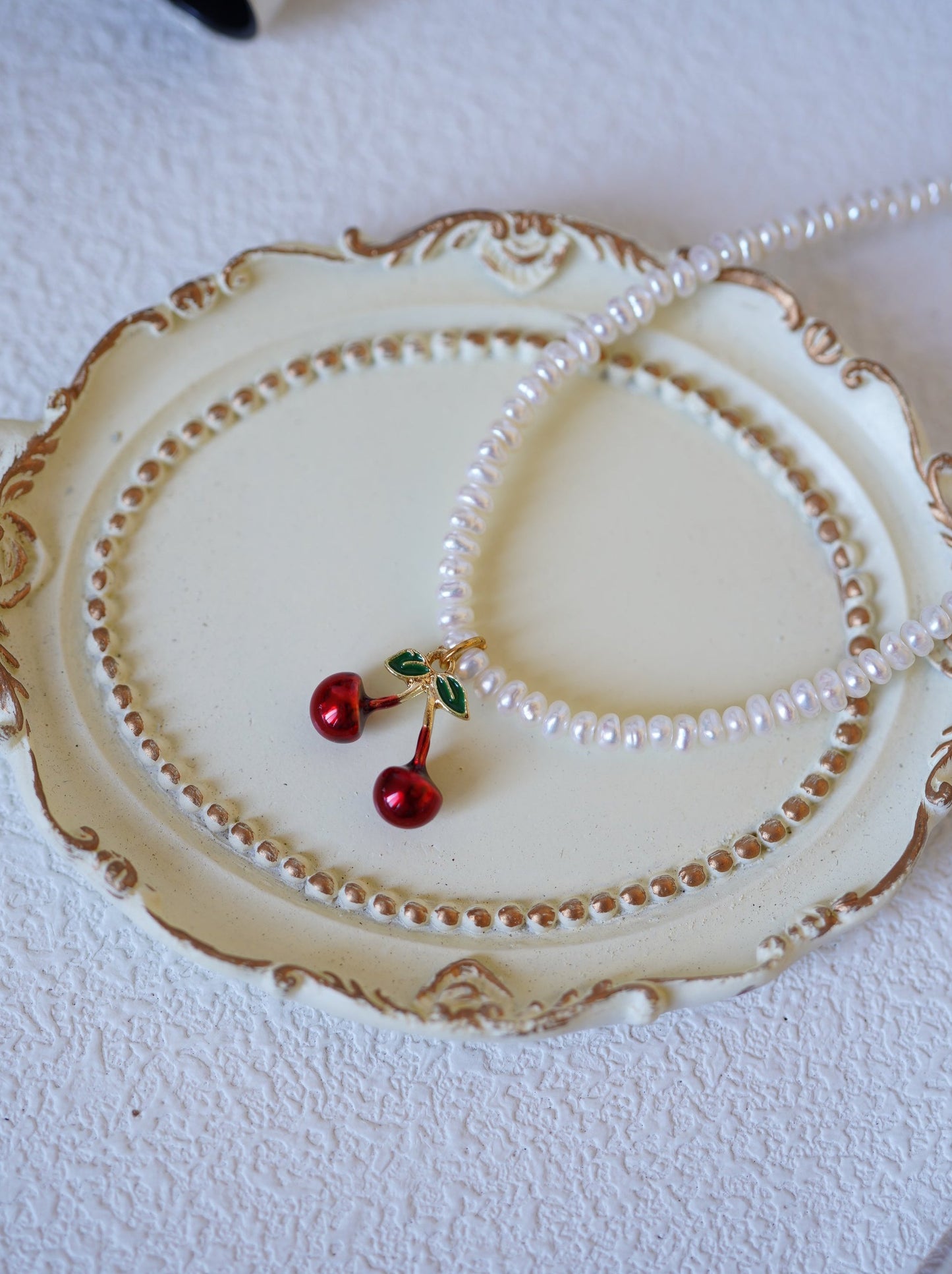 'Californian Cherry' Freshwater Pearl Full Strand Necklace