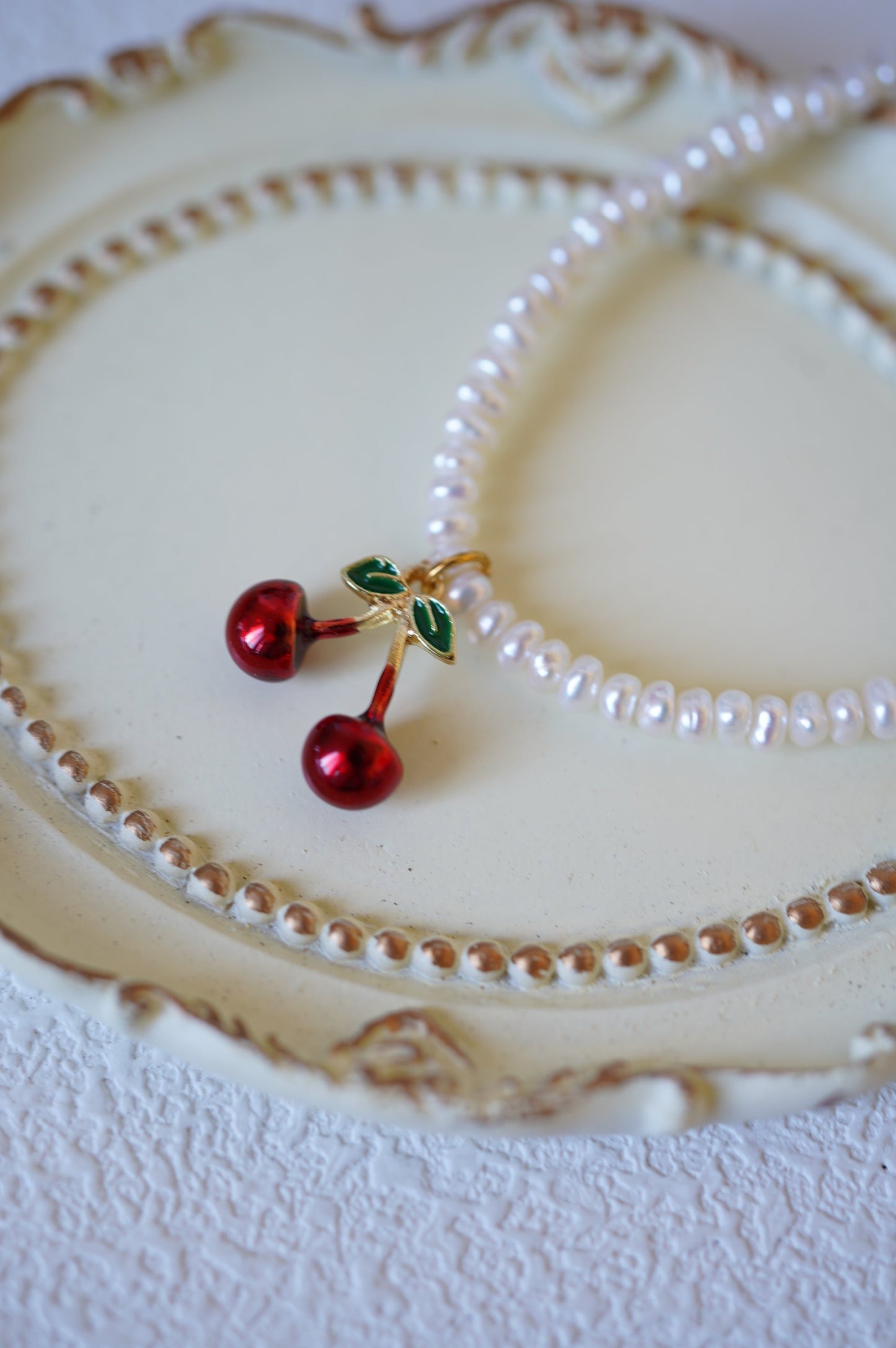 'Californian Cherry' Freshwater Pearl Full Strand Necklace