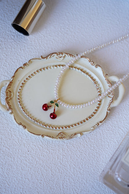 'Californian Cherry' Freshwater Pearl Full Strand Necklace