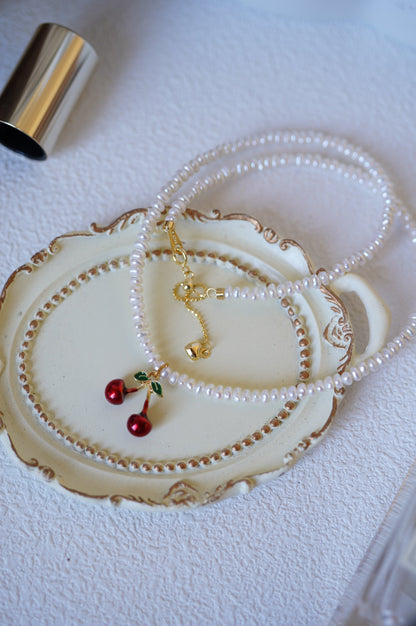 'Californian Cherry' Freshwater Pearl Full Strand Necklace