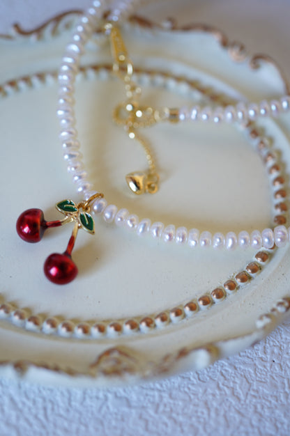 'Californian Cherry' Freshwater Pearl Full Strand Necklace