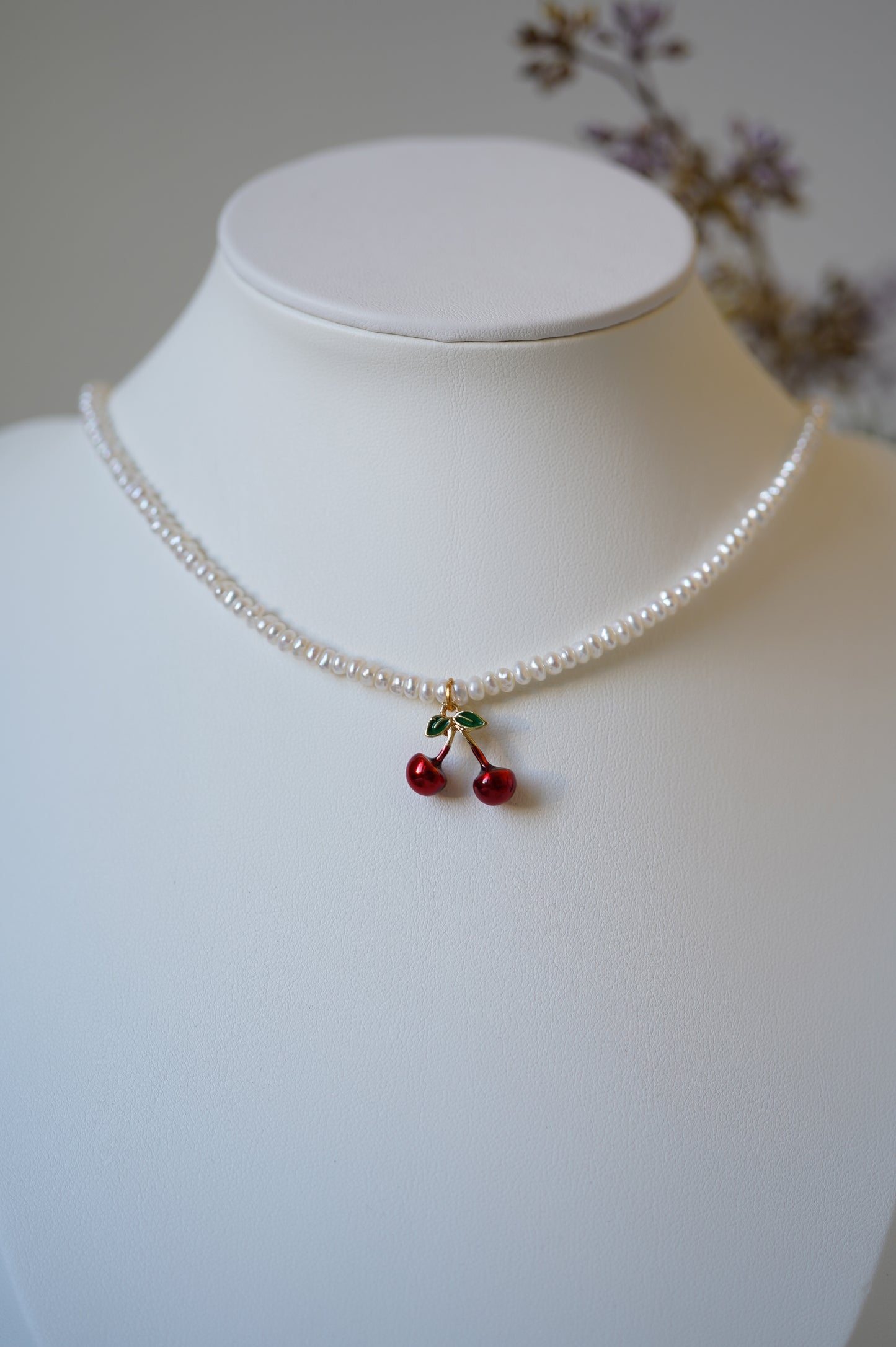 'Californian Cherry' Freshwater Pearl Full Strand Necklace