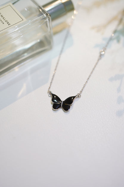 Black Discolored Butterfly Necklace