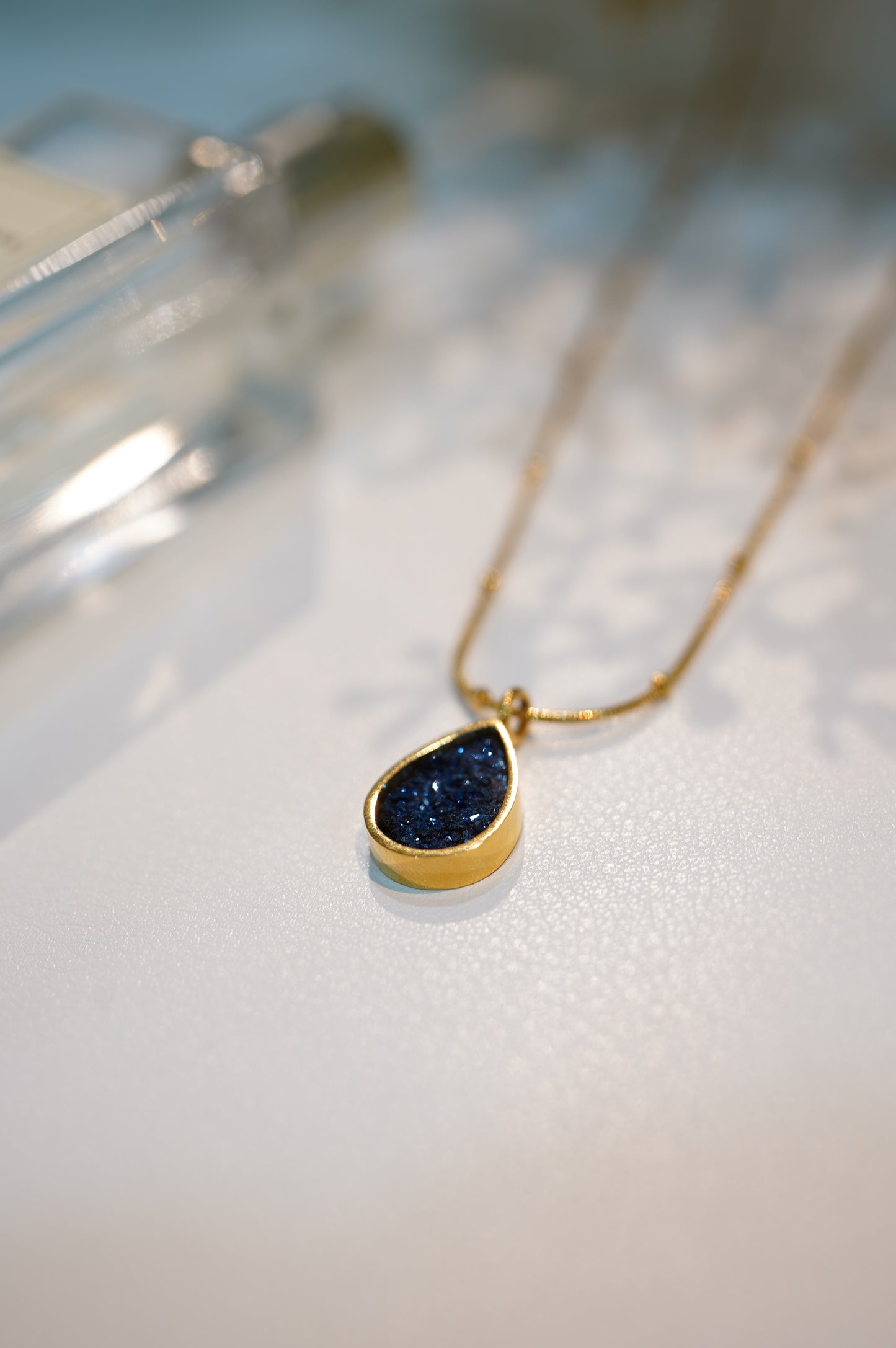 Diamond Blue Drop Necklace